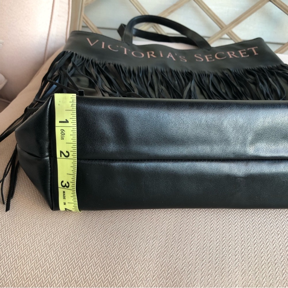 Victoria’s Secret Limited Edition 2018 Faux Leather Black Fringe Tote Bag - Picture 11 of 13